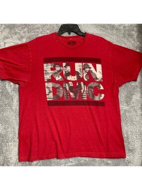 Run DMC Graphic T-Shirt Mens XL Red Photo Print‎ Short Sleeve Hip Hop Tee 2014